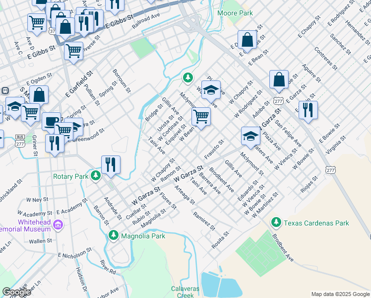 map of restaurants, bars, coffee shops, grocery stores, and more near 1007 West Chapoy Street in Del Rio