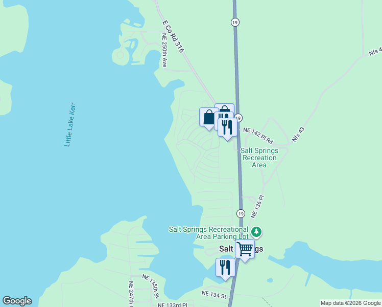 map of restaurants, bars, coffee shops, grocery stores, and more near 25103 Northeast 140th Loop in Fort McCoy
