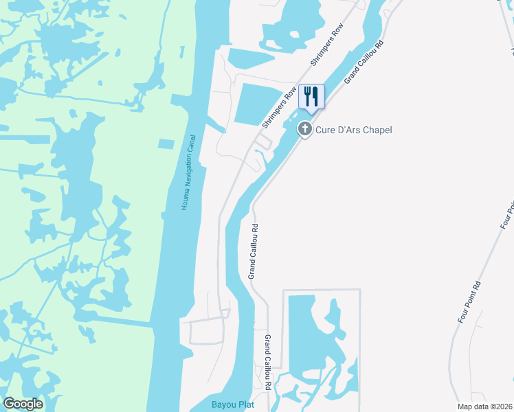 map of restaurants, bars, coffee shops, grocery stores, and more near 8995 Grand Caillou Road in Dulac