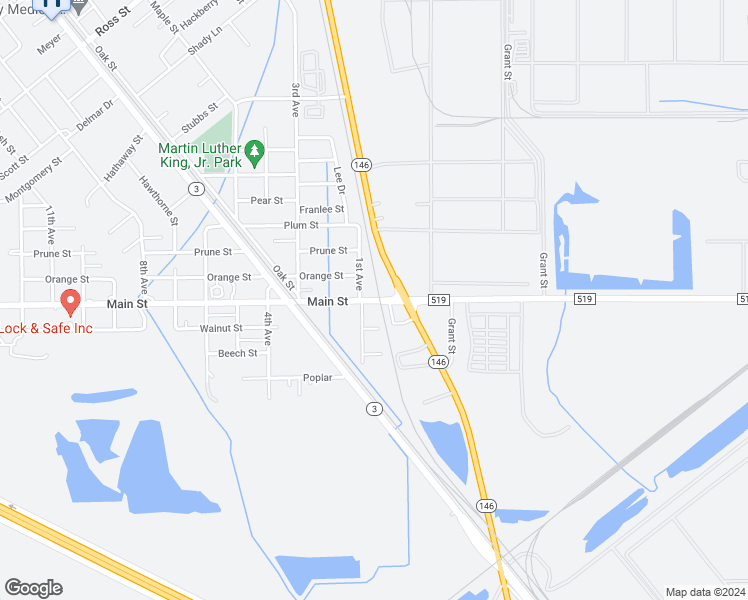 map of restaurants, bars, coffee shops, grocery stores, and more near 8 Main Street in La Marque