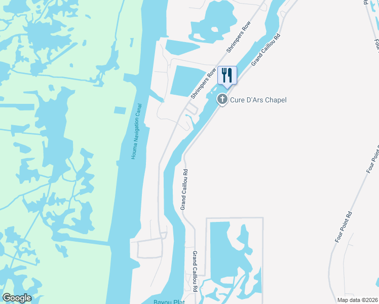 map of restaurants, bars, coffee shops, grocery stores, and more near 8995 Grand Caillou Road in Dulac