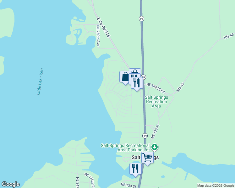map of restaurants, bars, coffee shops, grocery stores, and more near 25103 Northeast 140th Loop in Fort McCoy