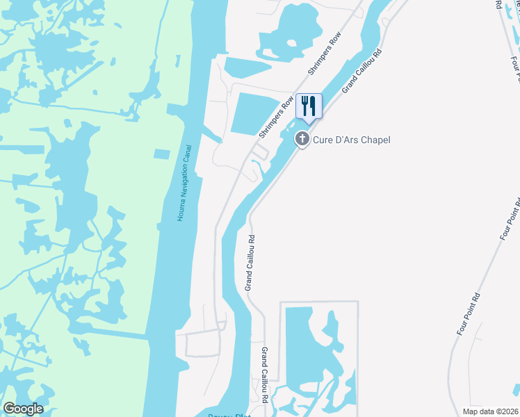 map of restaurants, bars, coffee shops, grocery stores, and more near 8995 Grand Caillou Road in Dulac