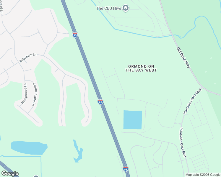 map of restaurants, bars, coffee shops, grocery stores, and more near Interstate 95 in Ormond Beach