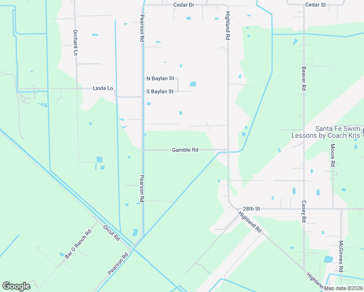 map of restaurants, bars, coffee shops, grocery stores, and more near 14820 Gamble Road in Santa Fe