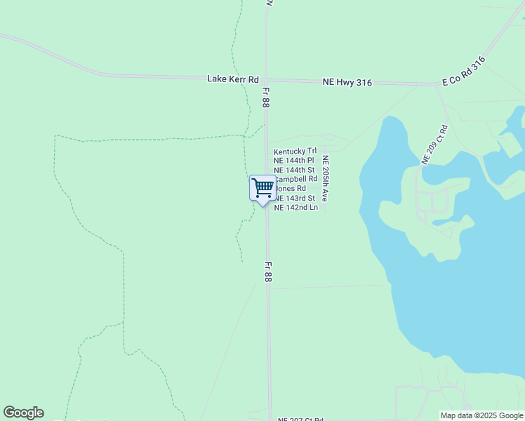 map of restaurants, bars, coffee shops, grocery stores, and more near 14280 Northeast 203rd Avenue Road in Fort McCoy