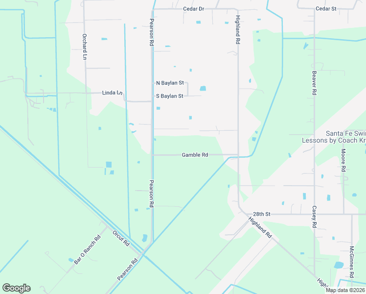 map of restaurants, bars, coffee shops, grocery stores, and more near 14820 Gamble Road in Santa Fe