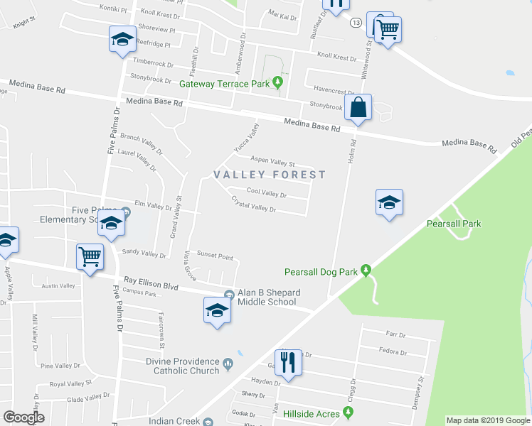 map of restaurants, bars, coffee shops, grocery stores, and more near 5534 Crystal Valley St in San Antonio