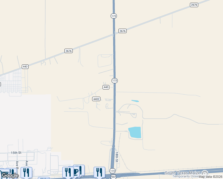 map of restaurants, bars, coffee shops, grocery stores, and more near 101 County Road 440 in Hondo