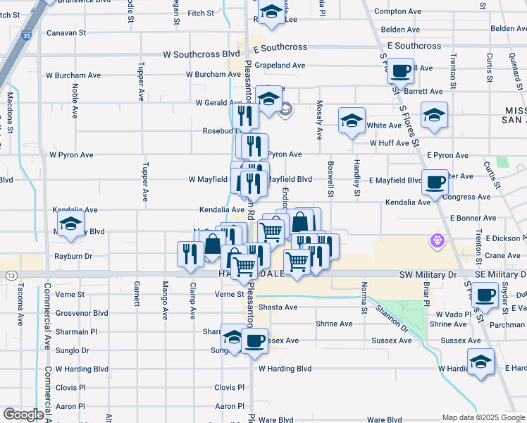 map of restaurants, bars, coffee shops, grocery stores, and more near 430 Kendalia Avenue in San Antonio