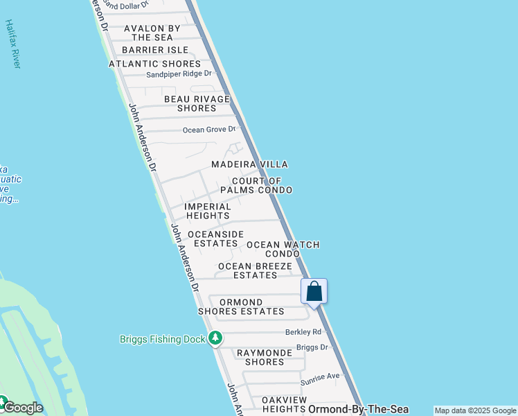 map of restaurants, bars, coffee shops, grocery stores, and more near 2740 Ocean Shore Boulevard in Ormond Beach