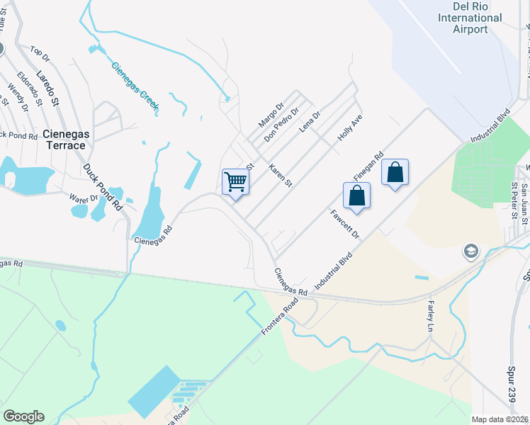 map of restaurants, bars, coffee shops, grocery stores, and more near 115 Holly Avenue in Del Rio