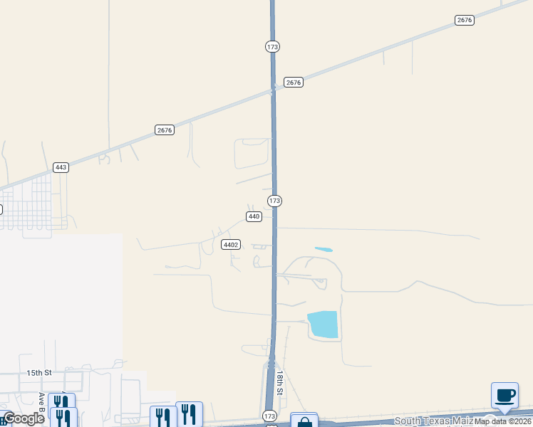 map of restaurants, bars, coffee shops, grocery stores, and more near 101 County Road 440 in Hondo