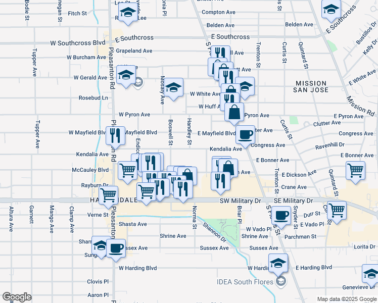 map of restaurants, bars, coffee shops, grocery stores, and more near 231 Kendalia Avenue in San Antonio