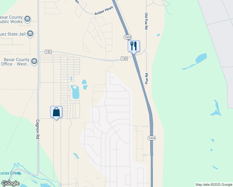 map of restaurants, bars, coffee shops, grocery stores, and more near Farm to Market 143 in San Antonio