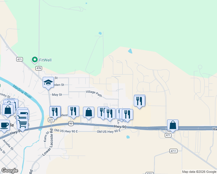 map of restaurants, bars, coffee shops, grocery stores, and more near 127 Village Path in Castroville