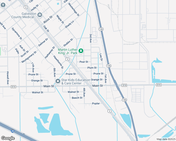 map of restaurants, bars, coffee shops, grocery stores, and more near 317 Plum Street in La Marque