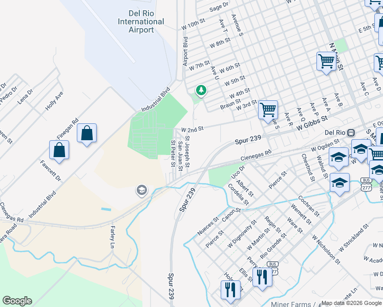 map of restaurants, bars, coffee shops, grocery stores, and more near 304 Saint Joseph Street in Del Rio
