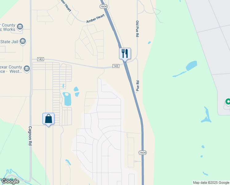 map of restaurants, bars, coffee shops, grocery stores, and more near 1700 State Highway 1604 Loop in Adkins