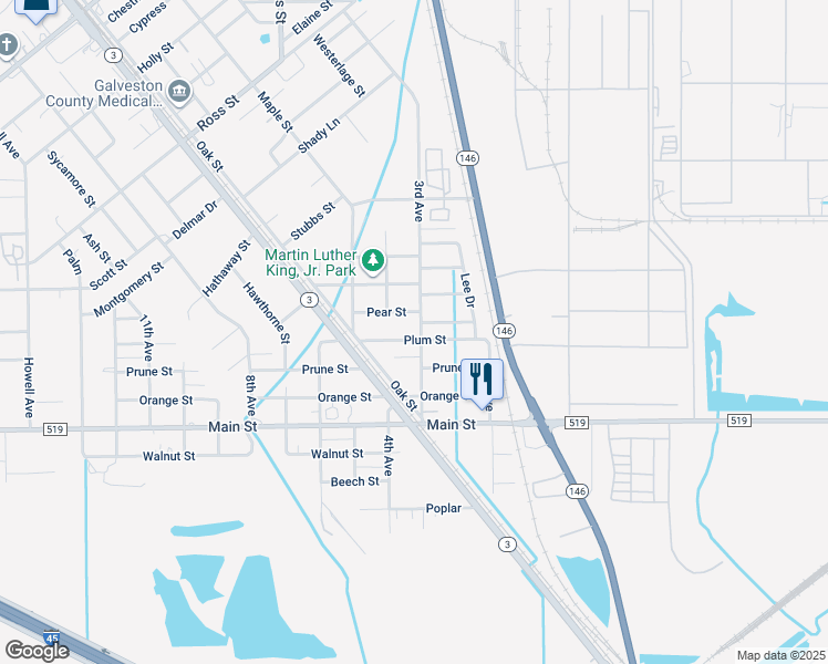 map of restaurants, bars, coffee shops, grocery stores, and more near 302 Plum in La Marque