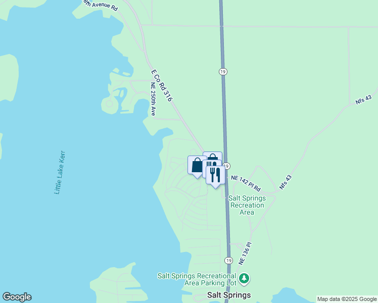 map of restaurants, bars, coffee shops, grocery stores, and more near 25222 Northeast 143rd Place in Fort McCoy