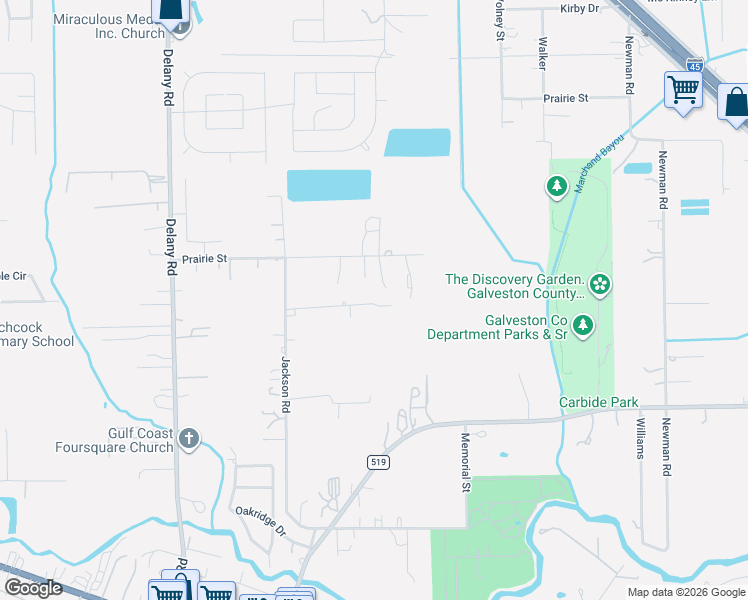 map of restaurants, bars, coffee shops, grocery stores, and more near 7507 Prairie Street in Hitchcock
