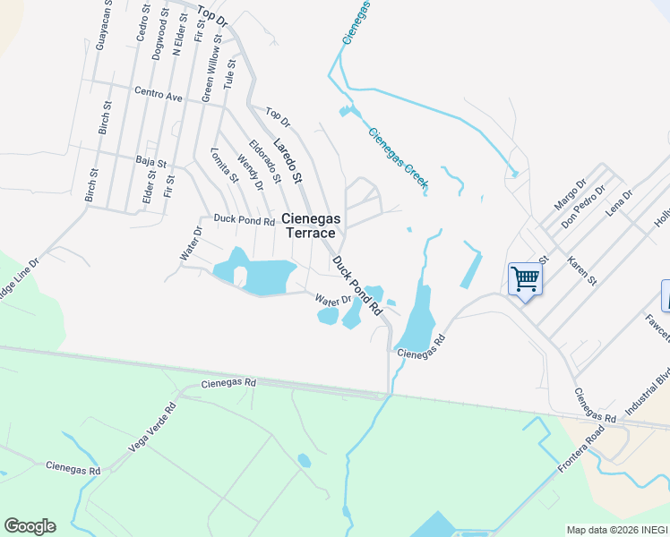 map of restaurants, bars, coffee shops, grocery stores, and more near Cardenas Street in Del Rio