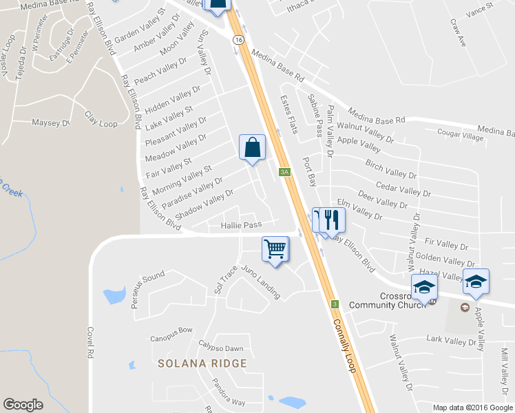 map of restaurants, bars, coffee shops, grocery stores, and more near 7126 Hallie Circle in San Antonio