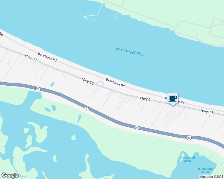 map of restaurants, bars, coffee shops, grocery stores, and more near 34777 Highway 11 in Buras-Triumph