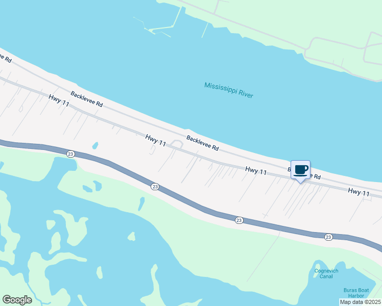 map of restaurants, bars, coffee shops, grocery stores, and more near 34777 Highway 11 in Buras