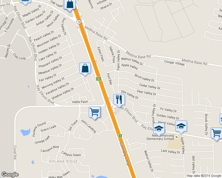 map of restaurants, bars, coffee shops, grocery stores, and more near 7051 Port Bay in San Antonio