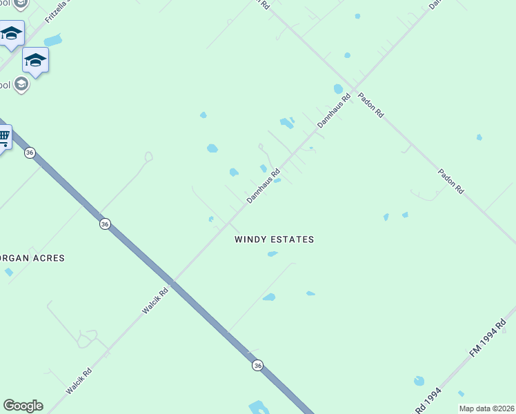 map of restaurants, bars, coffee shops, grocery stores, and more near 12527 Dannhaus Road in Needville