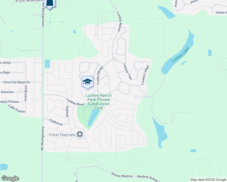 map of restaurants, bars, coffee shops, grocery stores, and more near 6827 Luckey Path in San Antonio