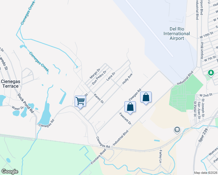 map of restaurants, bars, coffee shops, grocery stores, and more near 125 Lena Drive in Del Rio