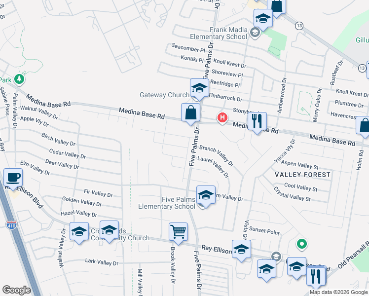 map of restaurants, bars, coffee shops, grocery stores, and more near 6810 Dominic Valley in San Antonio