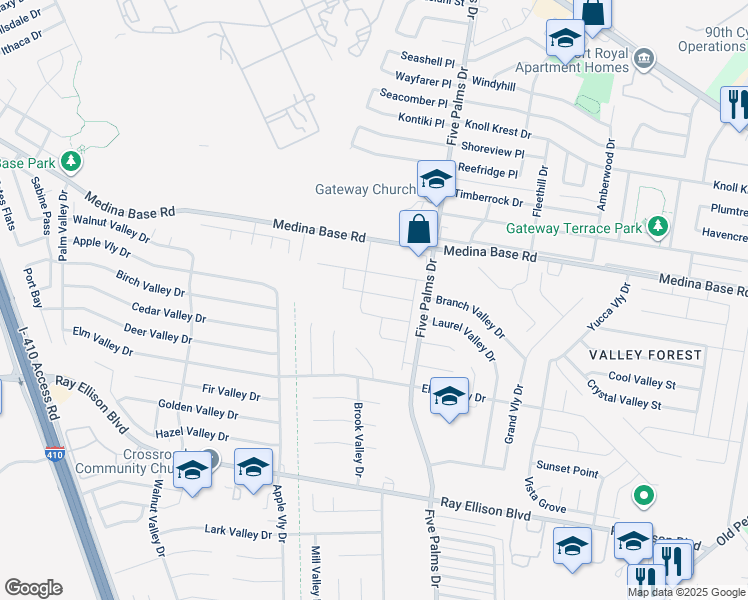 map of restaurants, bars, coffee shops, grocery stores, and more near 5927 Autumn Palms in San Antonio