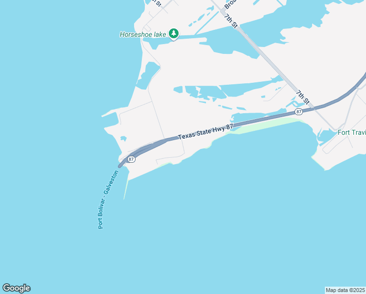 map of restaurants, bars, coffee shops, grocery stores, and more near 2 Front Street in Bolivar Peninsula