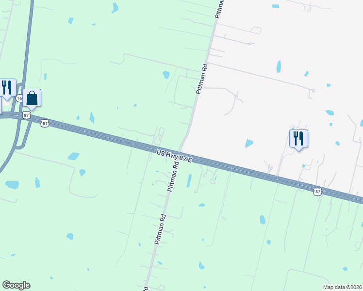map of restaurants, bars, coffee shops, grocery stores, and more near 5961 Pittman Road in Adkins