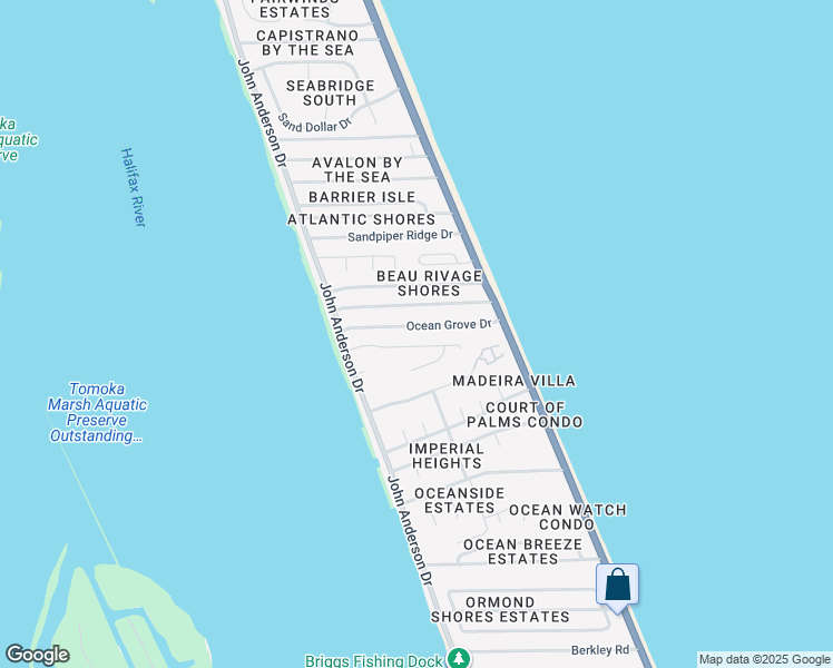 map of restaurants, bars, coffee shops, grocery stores, and more near 118 Ocean Grove Drive in Ormond Beach