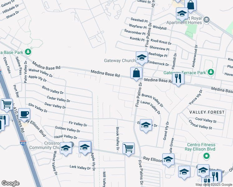 map of restaurants, bars, coffee shops, grocery stores, and more near 6006 Autumn Palms in San Antonio