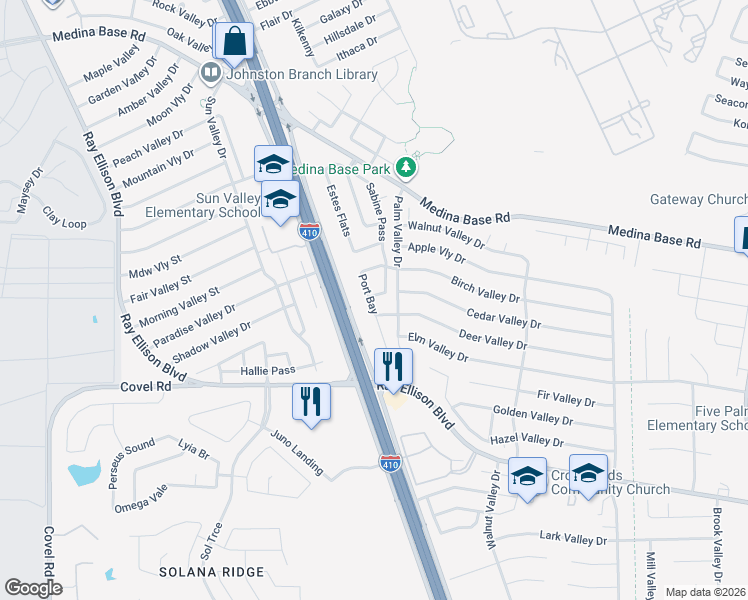 map of restaurants, bars, coffee shops, grocery stores, and more near 6318 Loyola Beach in San Antonio