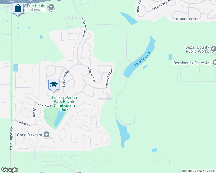 map of restaurants, bars, coffee shops, grocery stores, and more near 11718 Luckey Ledge in San Antonio