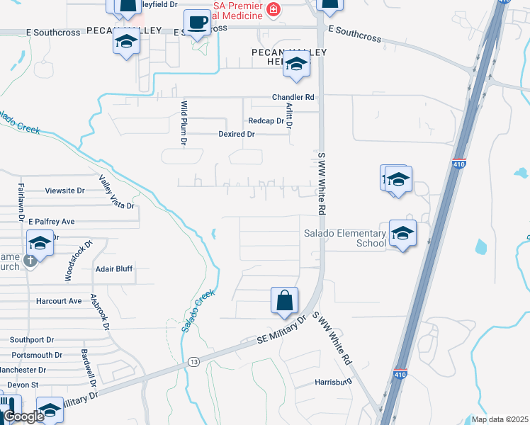 map of restaurants, bars, coffee shops, grocery stores, and more near 166 Jo Marie Street in San Antonio