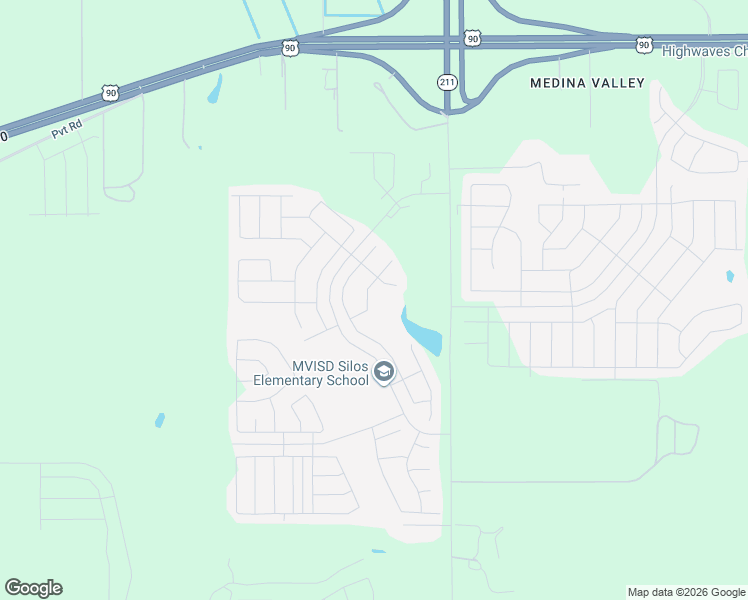 map of restaurants, bars, coffee shops, grocery stores, and more near Pvt Road in San Antonio