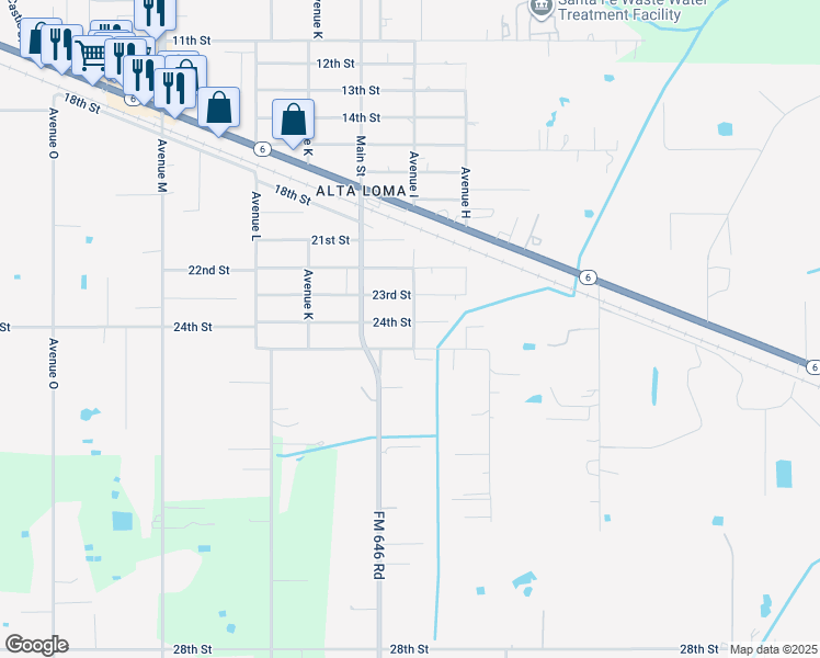 map of restaurants, bars, coffee shops, grocery stores, and more near 11918 24th Street in Santa Fe
