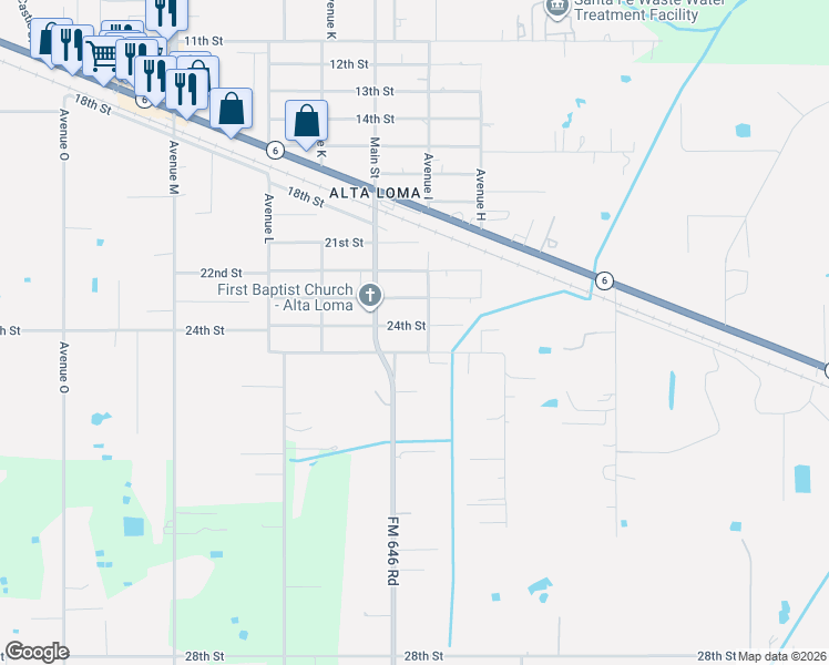 map of restaurants, bars, coffee shops, grocery stores, and more near 11918 24th Street in Santa Fe
