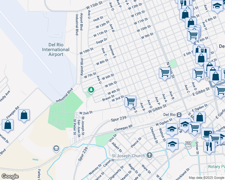 map of restaurants, bars, coffee shops, grocery stores, and more near 811 W 4th St in Del Rio