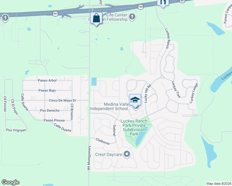 map of restaurants, bars, coffee shops, grocery stores, and more near 6614 Sabinal in San Antonio
