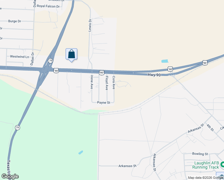 map of restaurants, bars, coffee shops, grocery stores, and more near 219 Cora Avenue in Del Rio