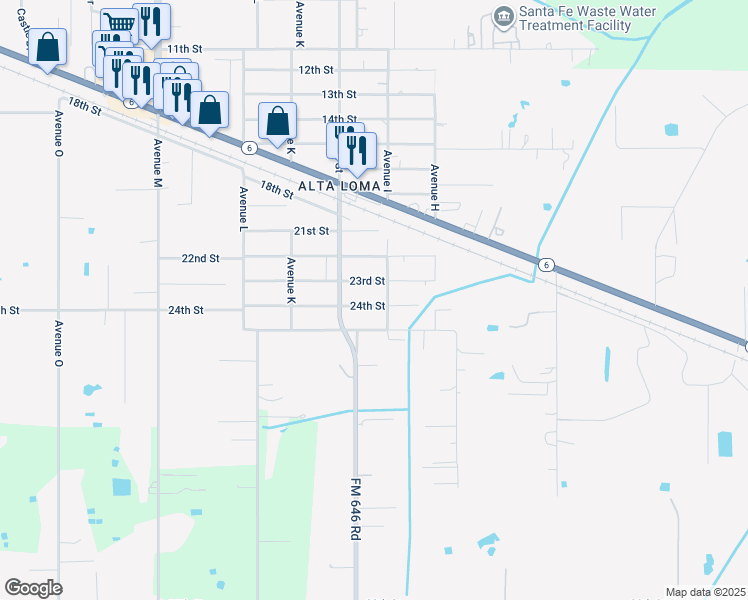 map of restaurants, bars, coffee shops, grocery stores, and more near 11914 24th Street in Santa Fe